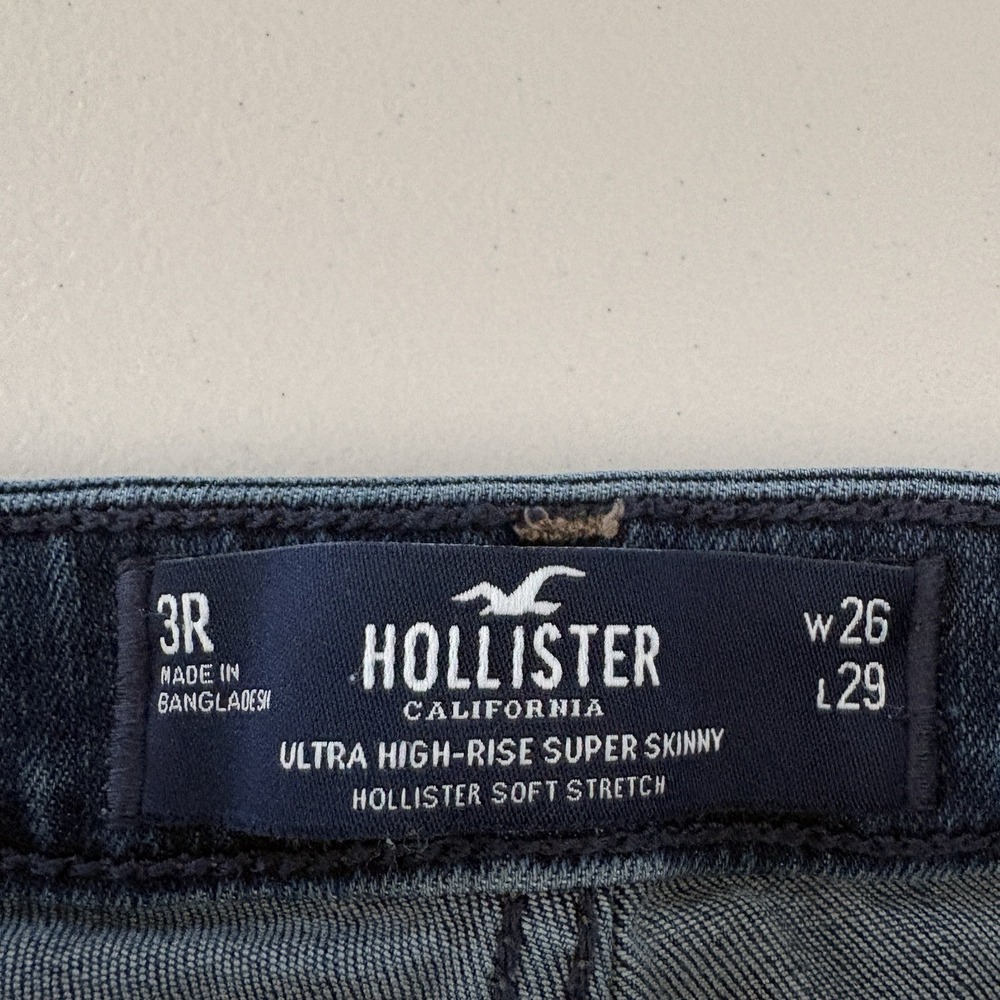 Hollister Jeans Women 26/3R Ultra Highβ Rise Super Skinny Dark Wash Stretch - Picture 4 of 10
